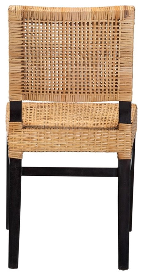 Baxton Studio Lesia Brown Rattan and Espresso Brown Mahogany Wood Dining Chair   Tropical   Dining Chairs   by Homesquare  Houzz