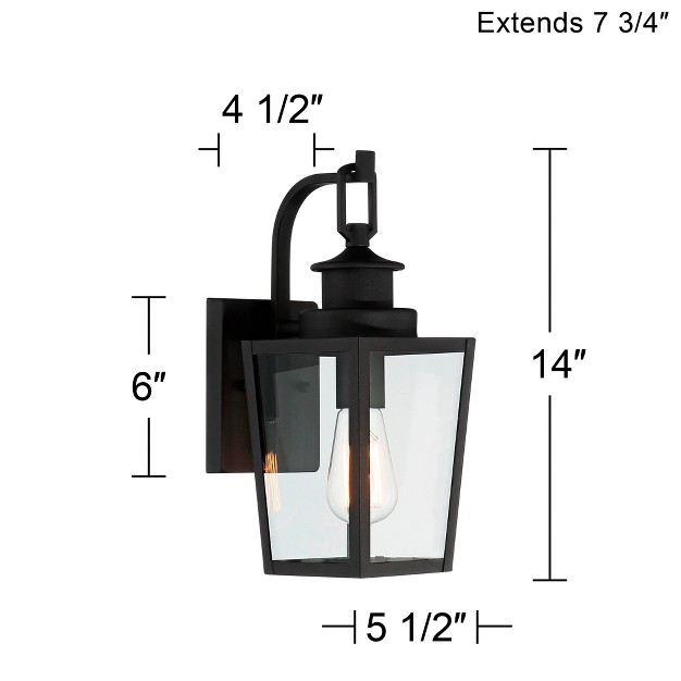 High Farmhouse Rustic Lantern Outdoor Wall Light Fixture Mount Porch House Edison Bulb Textured Black Finish Metal