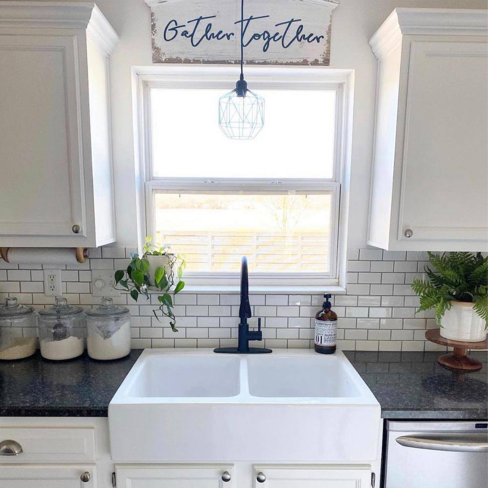 SINKOLOGY Josephine 34 in. Quick-Fit Drop-In Farmhouse Double Bowl Crisp White Fireclay Kitchen Sink SK453-34FC