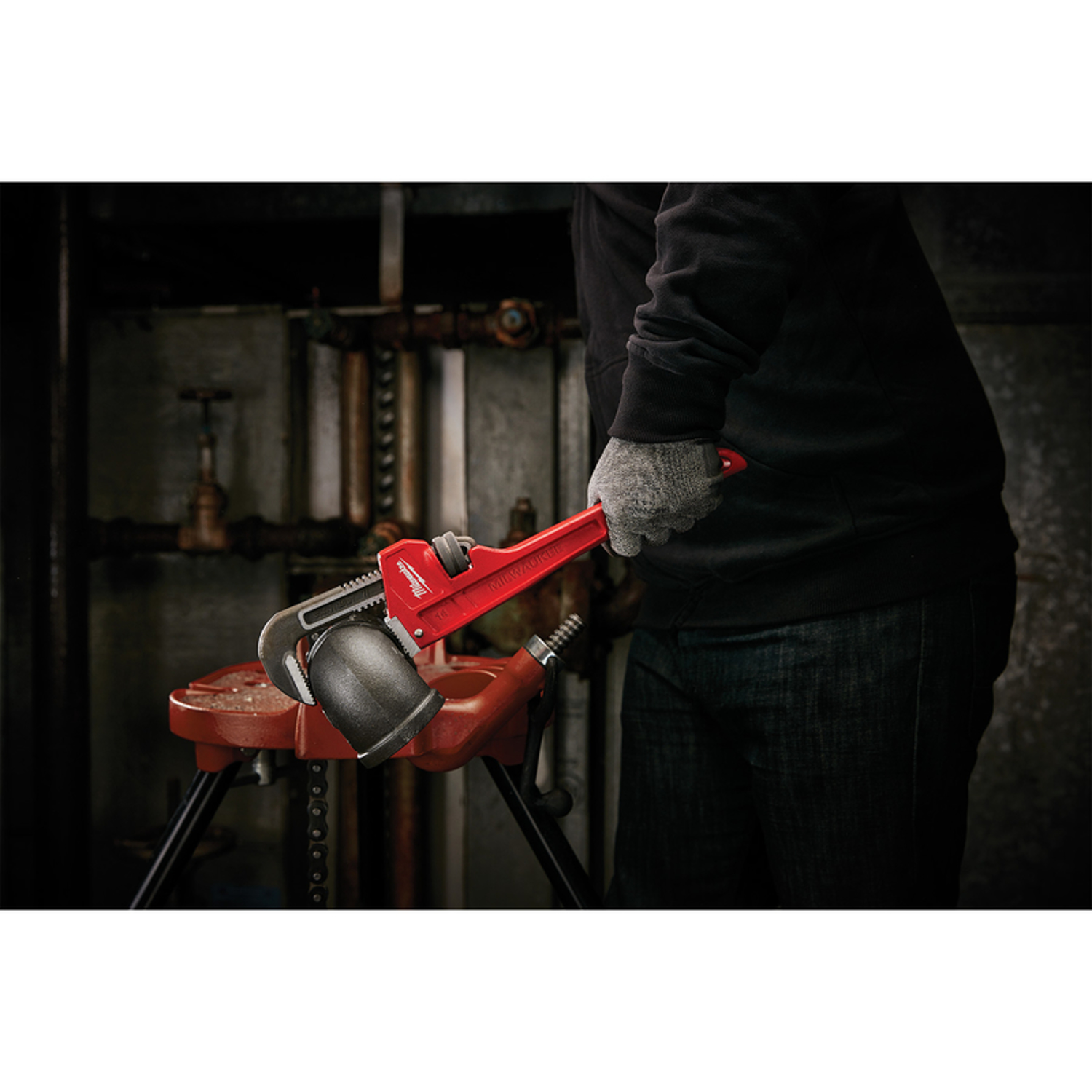 MW 2 in. Pipe Wrench 14 in. L Black/Red