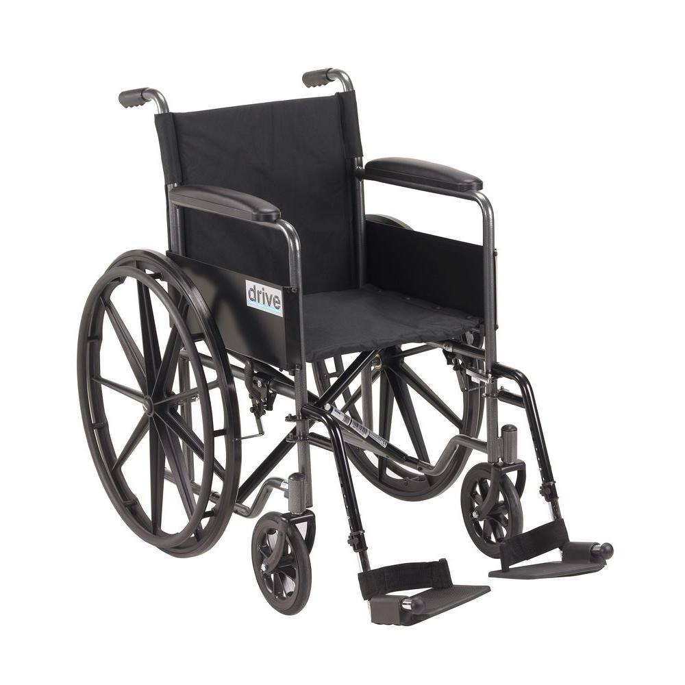 Drive Medical Silver Sport 1 Wheelchair with Full Arms and Swing Away Removable Footrest SSP118FA-SF