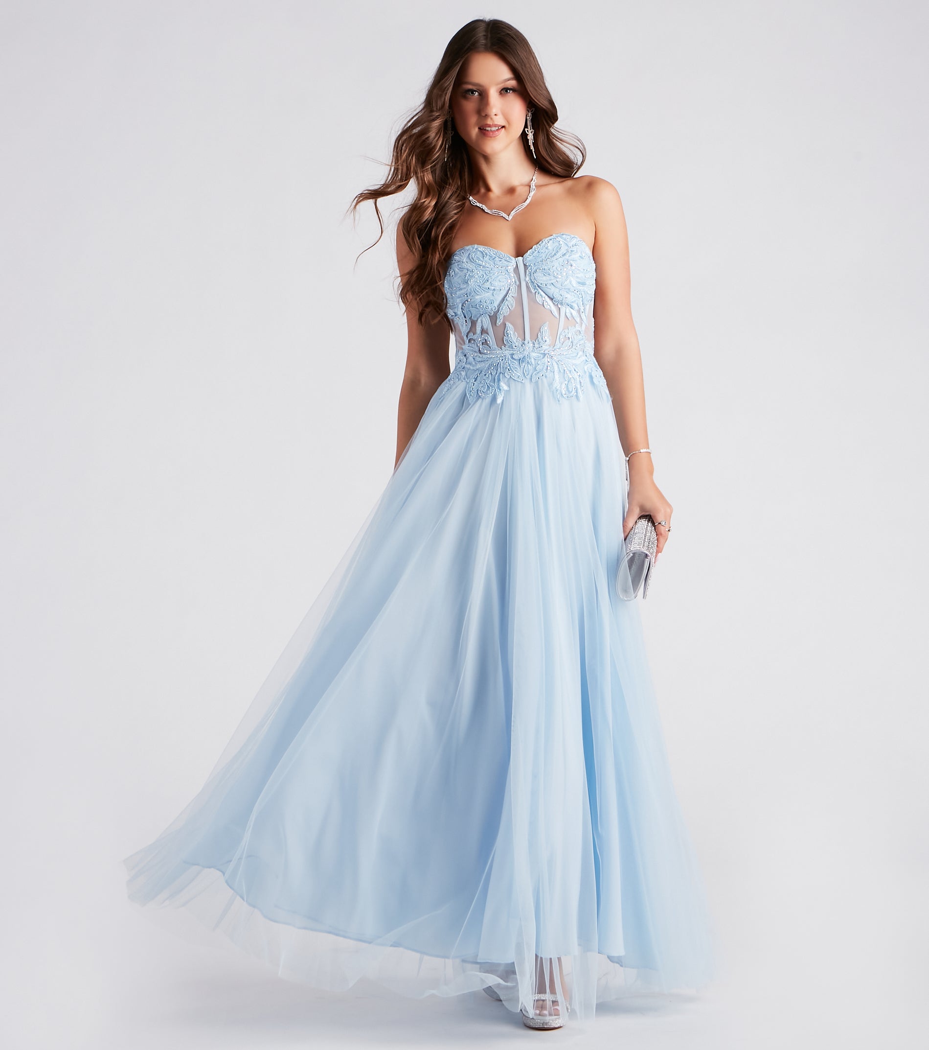 Alora Rhinestone Embroidered Tulle Ball Gown