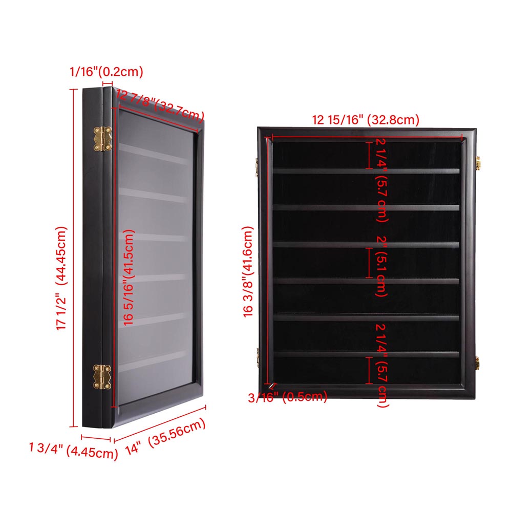 Yescom Badge Shadow Box Coin Display Cabinet w/ Shelves