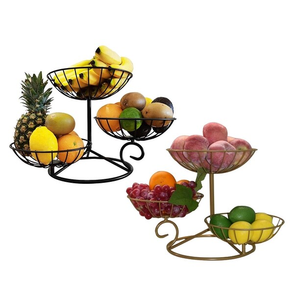 3-Tier Multifunctional Metal Fruit Storage Basket Stand Detachable