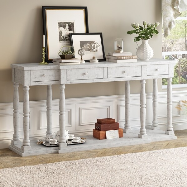 Console Table with 4 Front Facing Storage Drawers and 1 Shelf