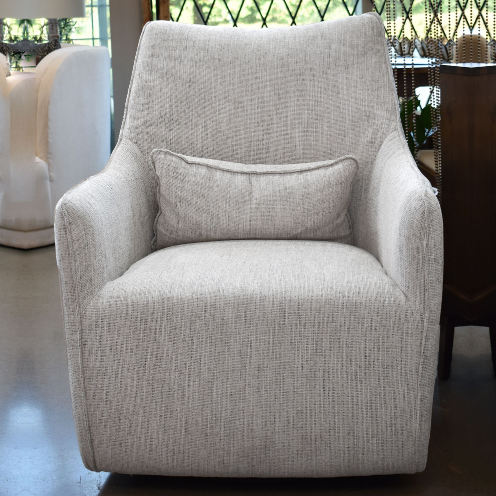 Kenneth Swivel Chair  Woven Linen   Transitional   Armchairs And Accent Chairs   by LH Imports  Houzz