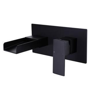 Boyel Living Waterfall Single-Handle Wall Mount Bathroom Faucet with Deck Plate in Matte Black BLWF0167-1MB