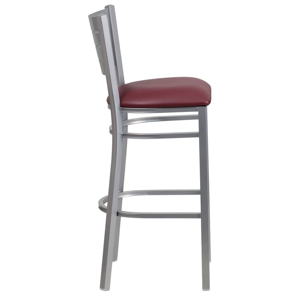 2 Pack Slat Back Metal Restaurant Barstool   16.5\