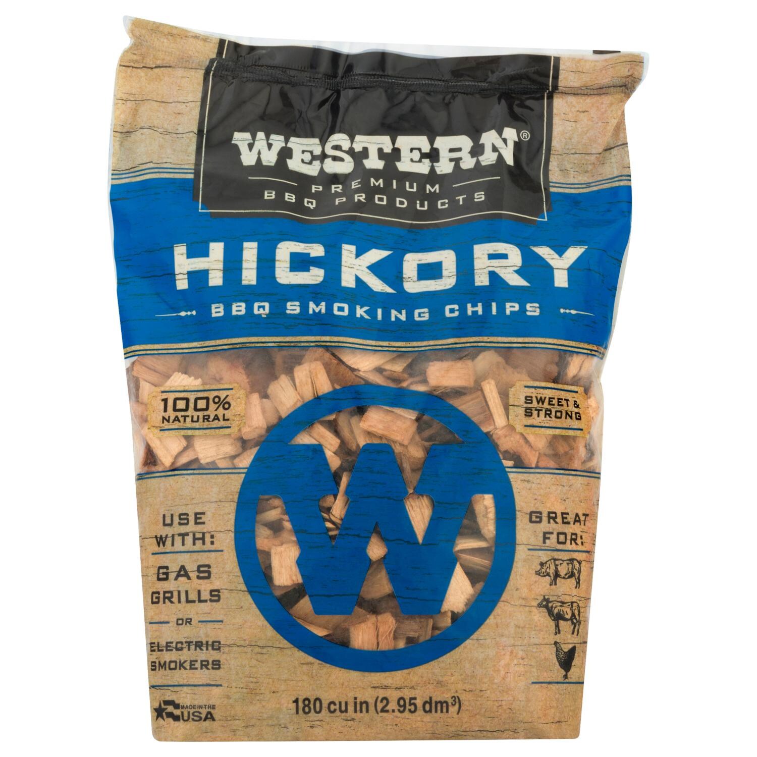 Western Hickory BBQ Smoking Chips (180 Cu. In.)