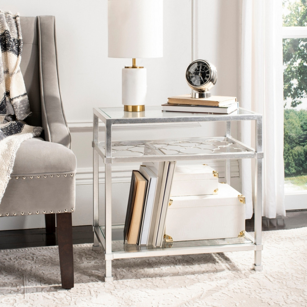 Calida Silver Leaf Glass Side Table   Modern   Side Tables And End Tables   by Virgil Stanis Design  Houzz