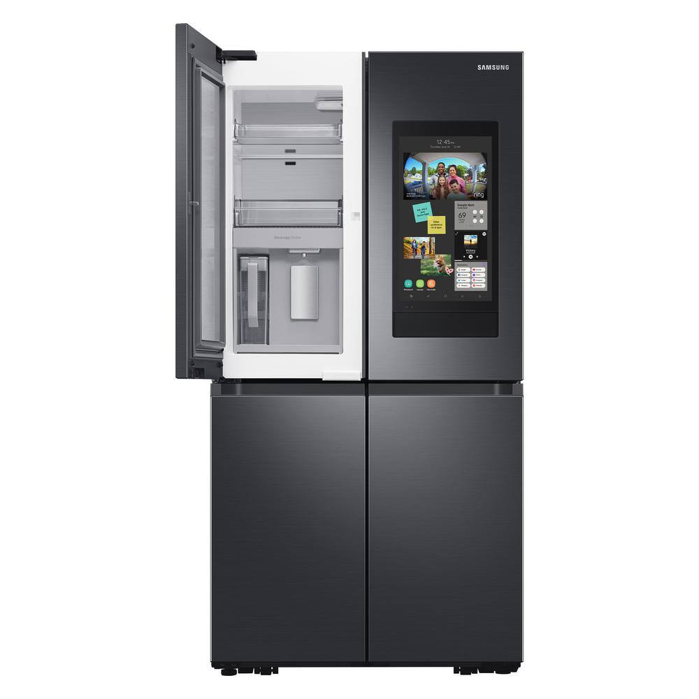  23 cu. ft 4-Door Family Hub French Door Smart Refrigerator in Fingerprint Resistant Black Stainless Steel Counter Depth RF23A9771SG