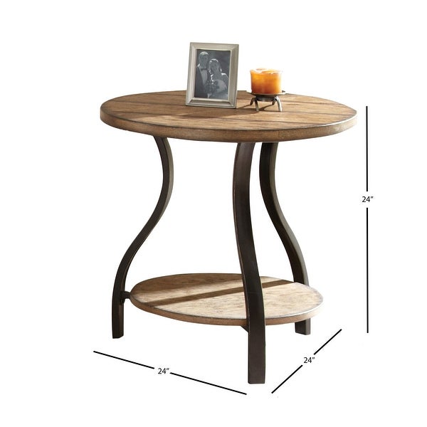 The Gray Barn Buffalo Horn Wood and Metal End Table