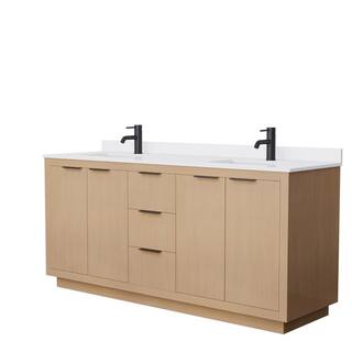 Wyndham Collection Maroni 72 in. W x 22 in. D x 33.75 in. H Double Sink Bath Vanity in Light Straw with White Cultured Marble Top WCF282872DLBWCUNSMXX