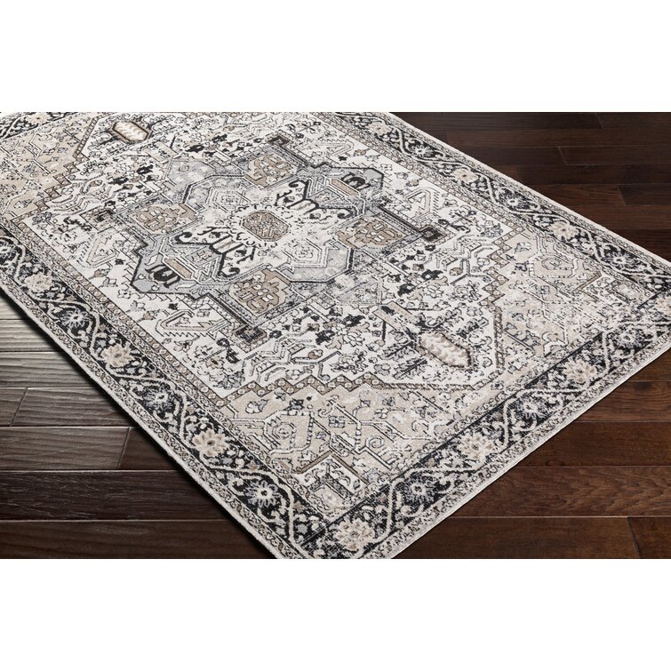 Gulnara Machine Washable Oriental Black/Taupe Area Rug