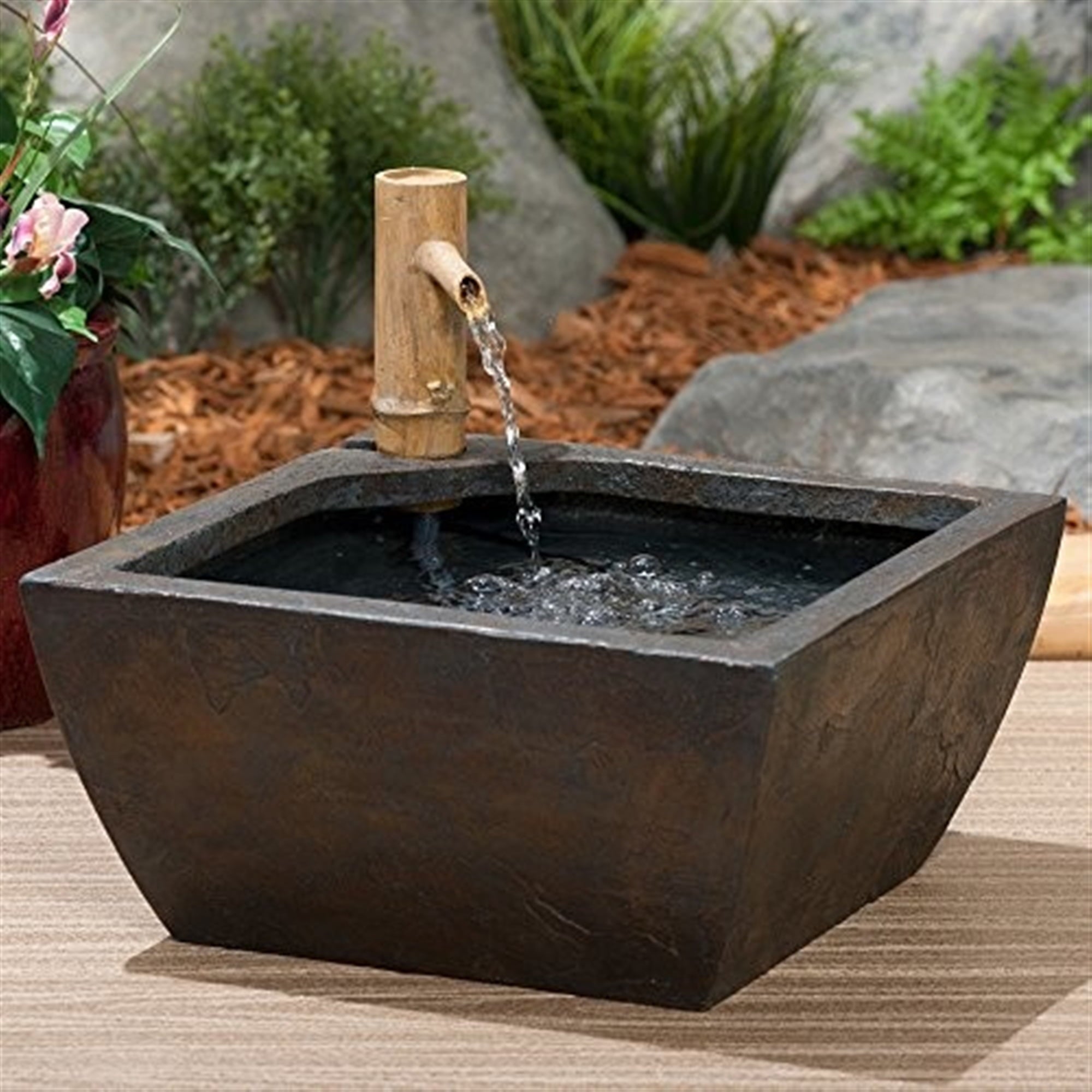 Aquascape Aquatic Patio Pond Water Garden with Bamboo Fountain， 16-Inch | 78197