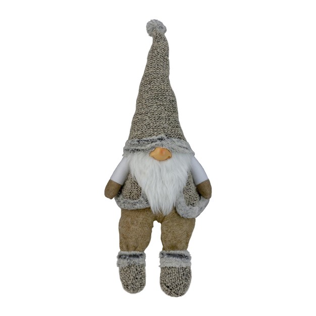 Gray And Beige Sitting Christmas Gnome Decoration