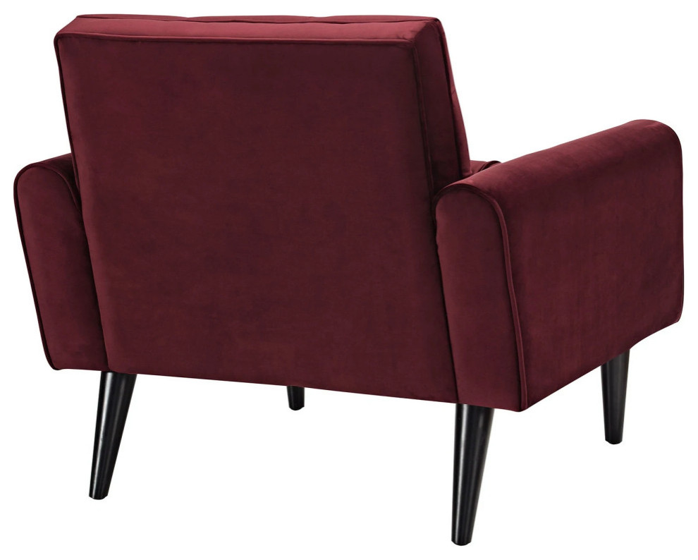 Elliot Maroon Performance Velvet Armchair   Midcentury   Armchairs And Accent Chairs   by Peachtree Fine Furniture  Houzz