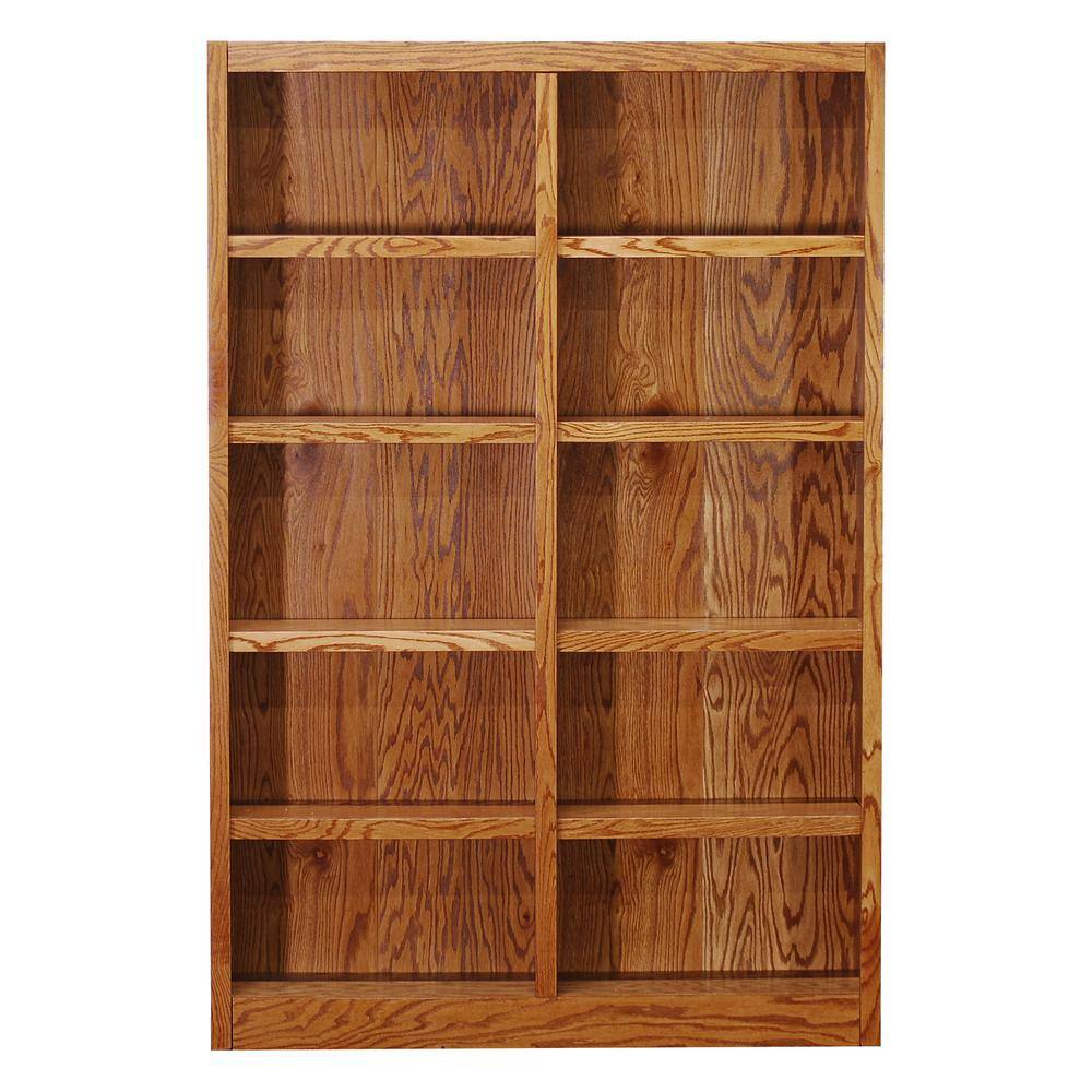 Concepts In Wood 72 in. Dry Oak Wood 10-shelf Standard Bookcase with Adjustable Shelves MI4872-D