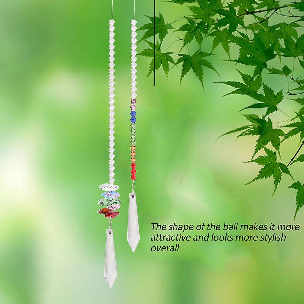 2 Pcs Popular Long Crystal Pendant Colorful  Sun-catchers Prisms Hanging Ornament