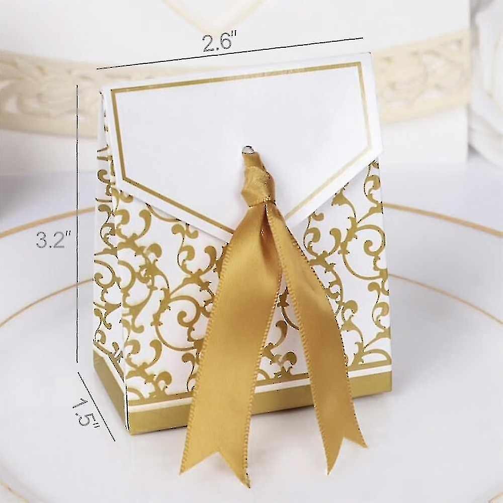 Candy Boxes， Gift Boxes With Gift Ribbons Candy Bag Cake Box 50 Pcs