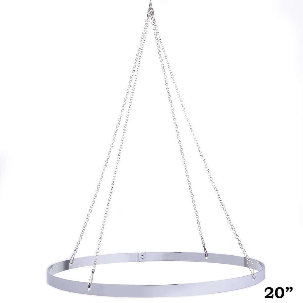 White Ceiling Drape and Stainless Steel Hanging Hoop Hardware Kit + FREE Installation Tool Kit 4 Panel