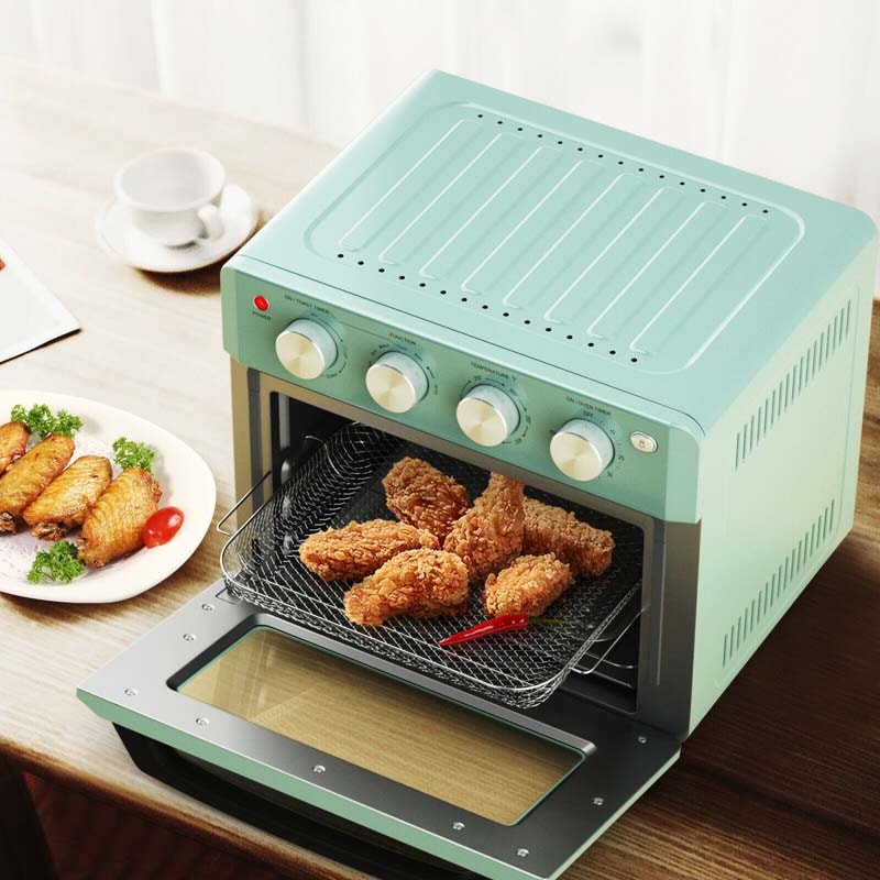 19 QT Toaster Oven Countertop, 7-in-1 1550W Convection Air Fryer with Timer, Temperature Control, 5 Accessories