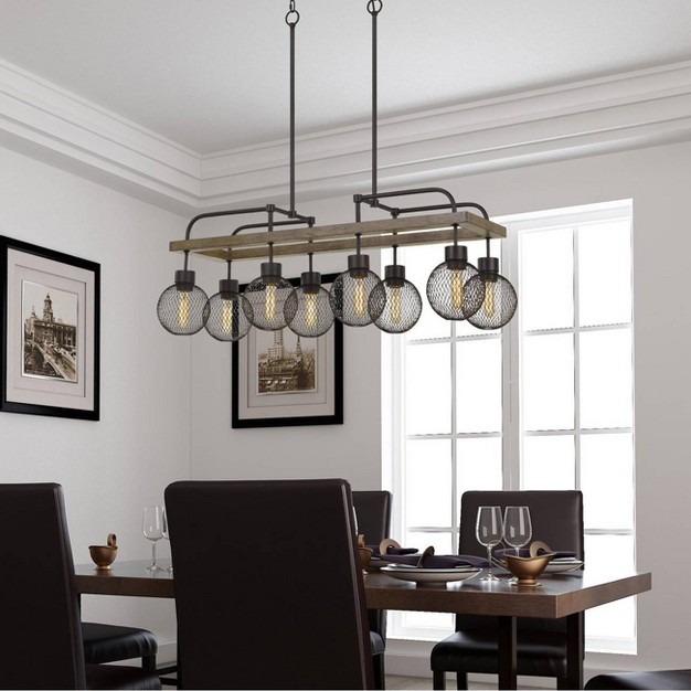 X 14 75 quot Metal Forio Chandelier With Mesh Round Shade Brown Cal Lighting