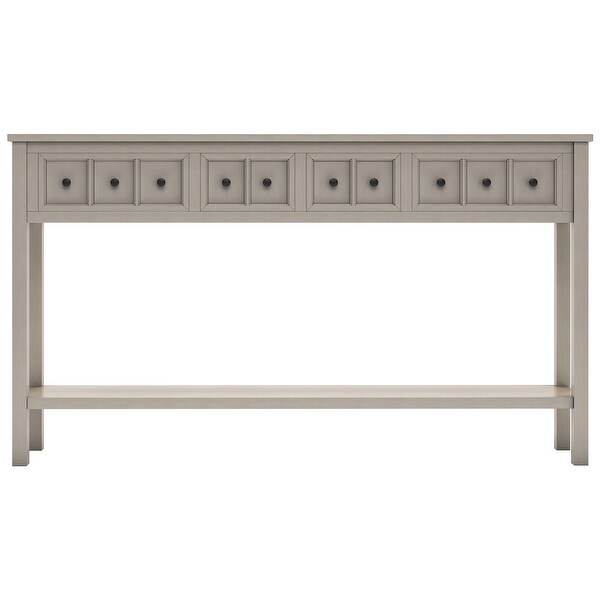 Entryway Console Table， Long Sofa Table with Drawers and Bottom Shelf