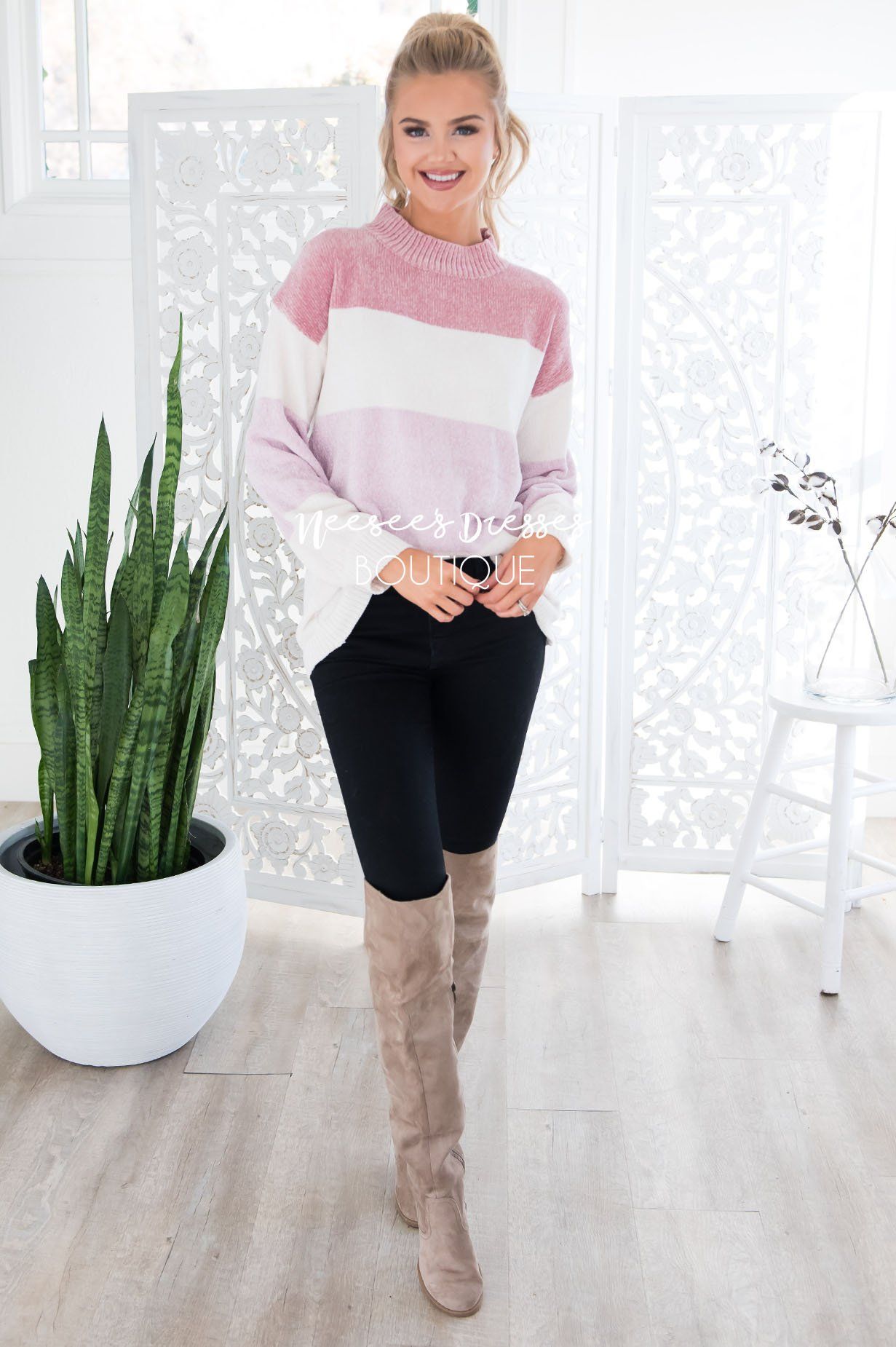 Blush Beauty Color-Block Sweater