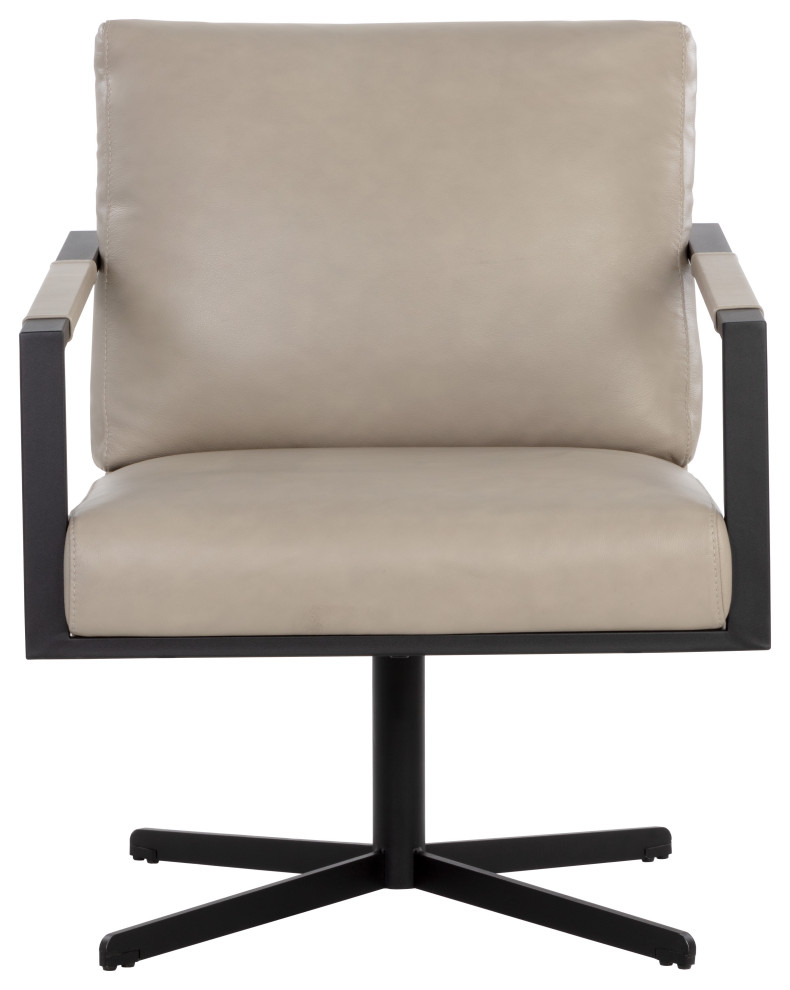 Randy Swivel Lounge Chair Alpine Beige Leather   Transitional   Armchairs And Accent Chairs   by Sunpan Modern Home  Houzz