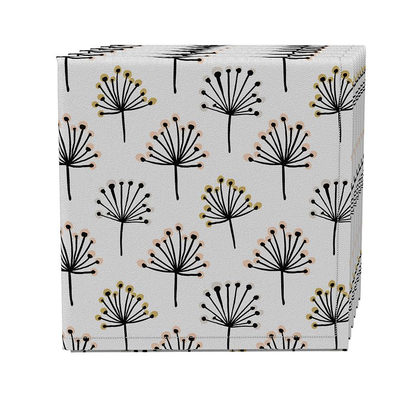 Napkin Set of 4， 100% Cotton， 20x20， Dandelion Flower Graphic