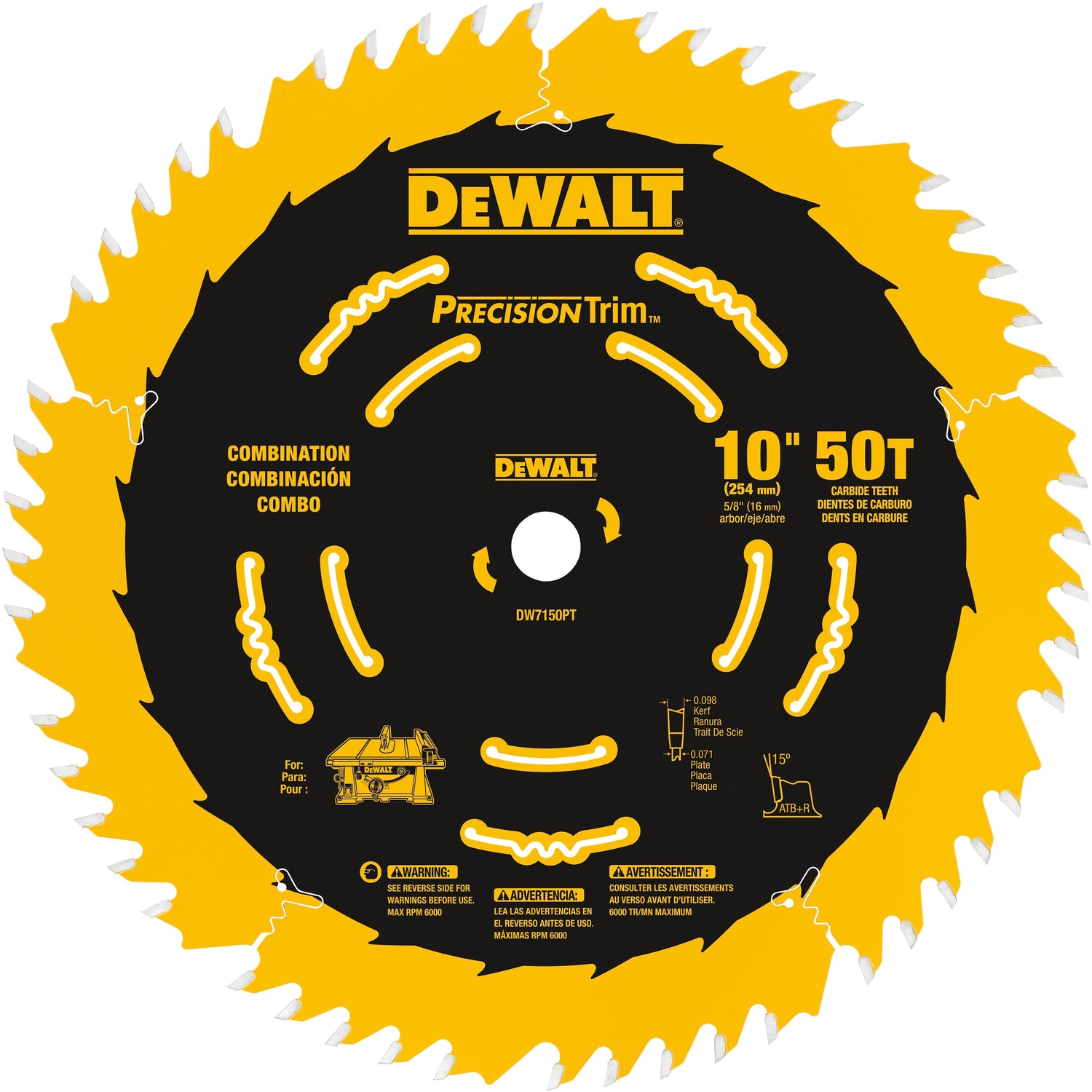 DW Precision Trim 10 in. D X 5/8 in. Carbide Tipped Circular Saw Blade 50 teeth 1 pk