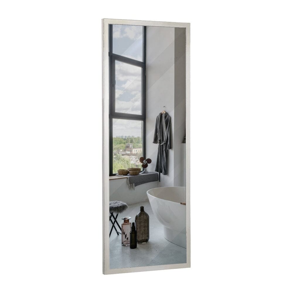 Commercial Grade Contemporary Industrial Strength Wall Mirror | Polished Stainless Metal Silver