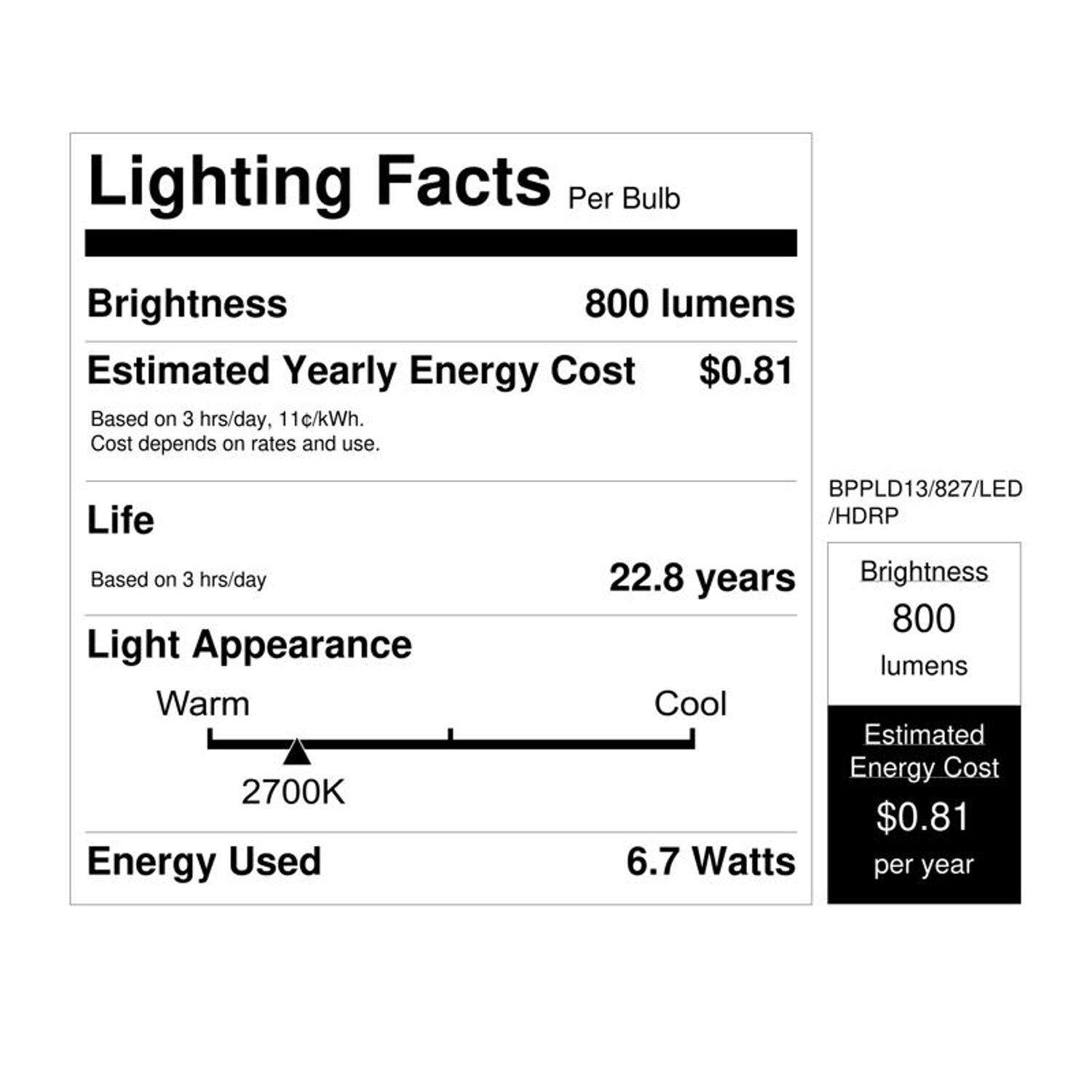 Feit LED Linear PL GX23-2 LED Tube Light Soft White 13 Watt Equivalence 1 pk