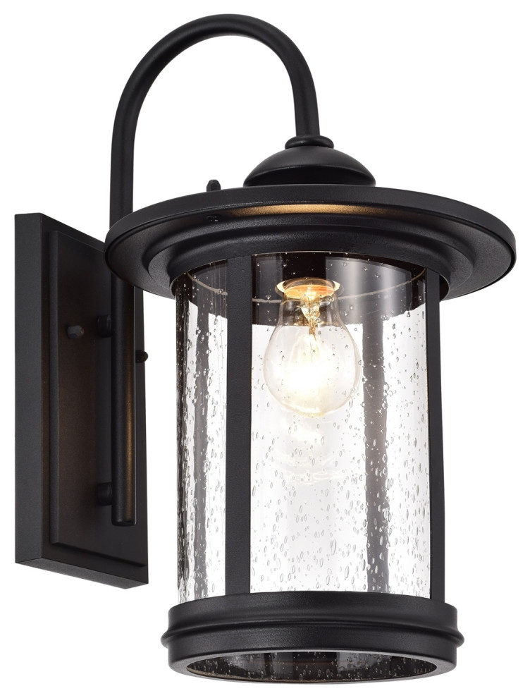 Cole Transitional 1 Light Textured Black Outdoor Wall Sconce 16 quotHeight   Transitional   Outdoor Wall Lights And Sconces   by Homesquare  Houzz