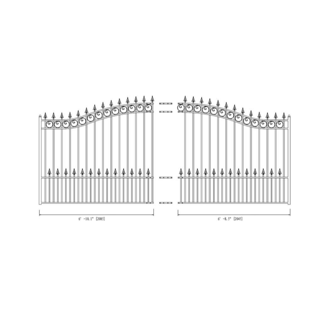 ALEKO Prague Style 12 ft. x 6 ft. Black Steel Single Swing Driveway Fence Gate DG12PRASSW-HD