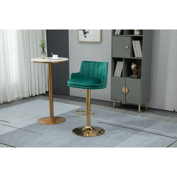 Modern Swivel Barstools with Footrest Velvet Adjustable Height Bar Chairs