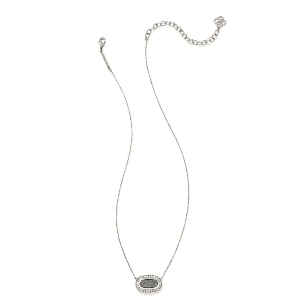 Kendra Scott  Baguette Elisa Silver Pendant Necklace in Platinum Drusy