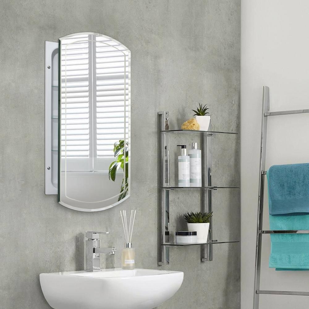 Deco Mirror 16 in W x 30 in H x 412 in D Frameless Recessed VGroove Beveled Eclipse Bathroom Medicine Cabinet