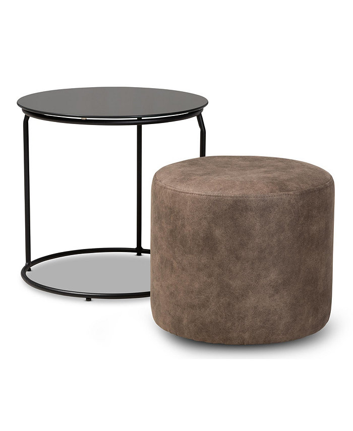 Furniture Kira Ottoman and End Table Set