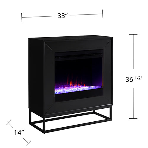 SEI Furniture Drovling Freestanding Color Changing Electric Fireplace in Black Finish