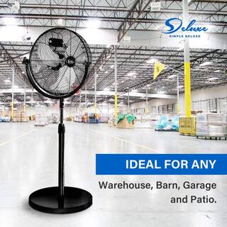 Aoibox 20 in. Black Pedestal Standing Fan High Velocity Heavy Duty Metal For Industrial Commercial Residential Greenhouse SNMX027