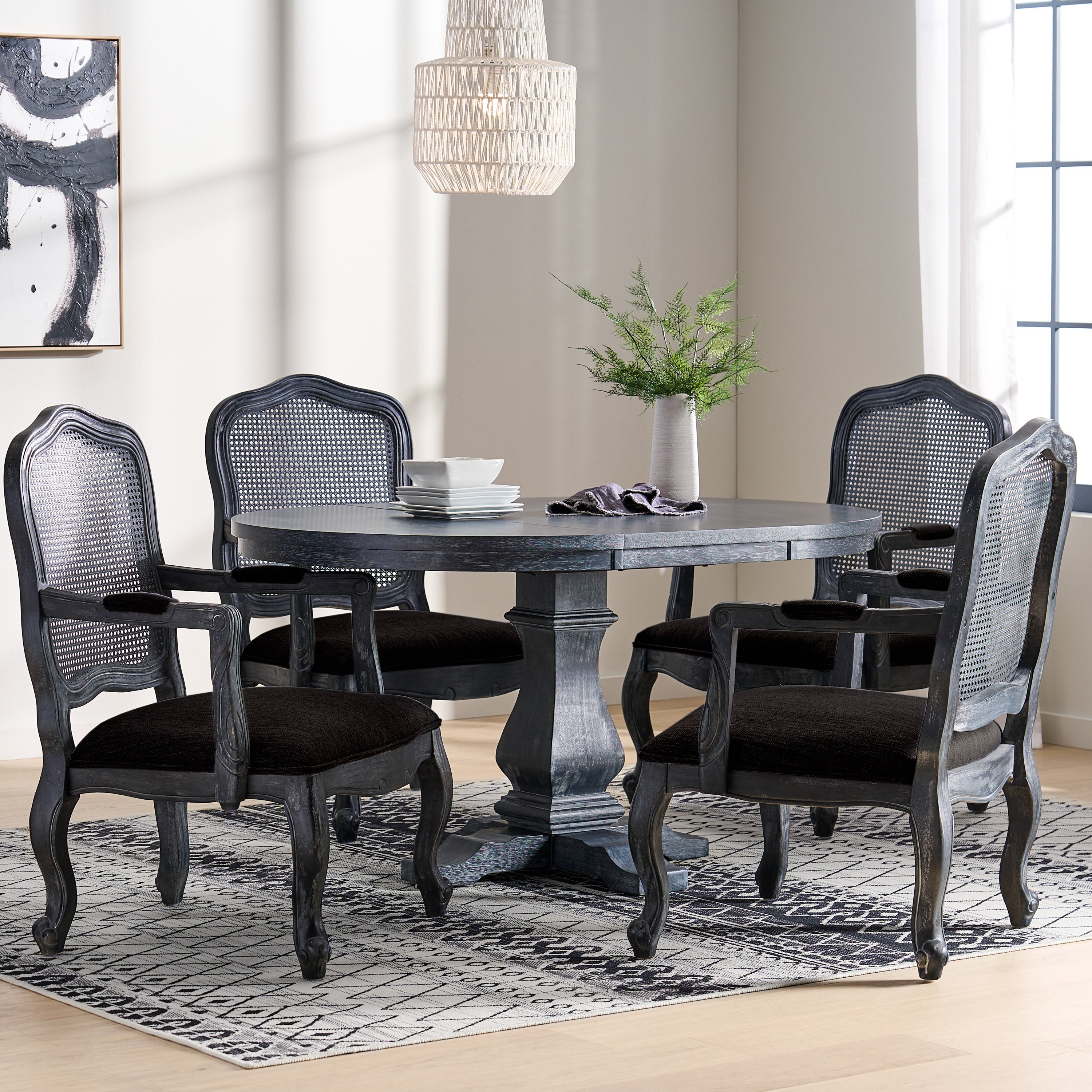 Maria French Country Wood 5-Piece Expandable Oval Dining Set