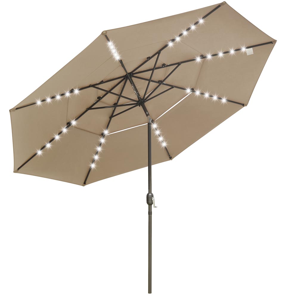 Yescom 11ft Prelit Umbrella 3-Tiered Patio Umbrella with Lights