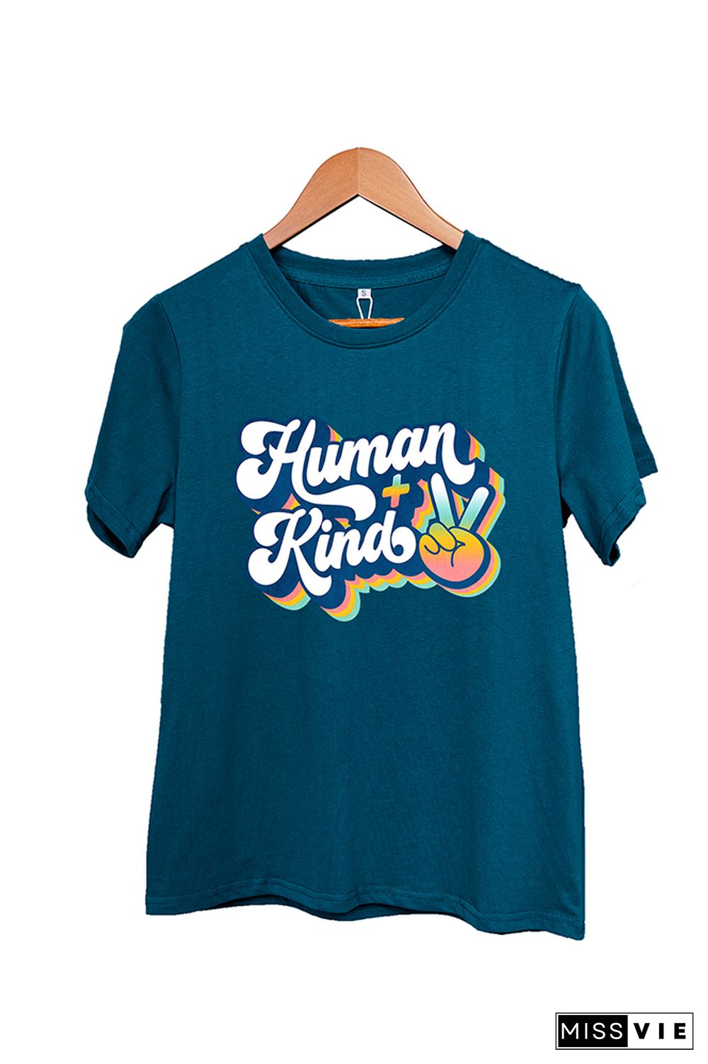 Human Plus Kind Peace Sign Short Sleeve Graphic Tee Wholesale