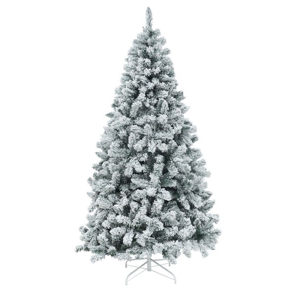 VEIKOUS 6.5FT/7.5FT Artificial Snow Flocked Christmas Tree with Metal Stand