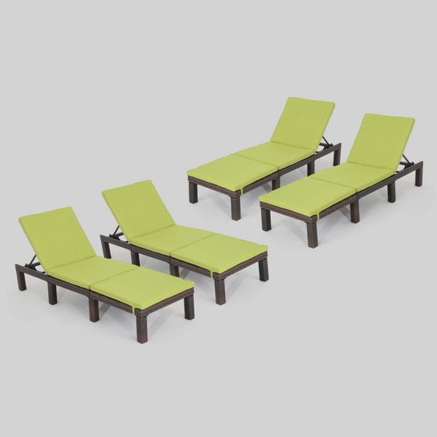 Jamaica 4pk Wicker Chaise Lounges Lime Christopher Knight Home