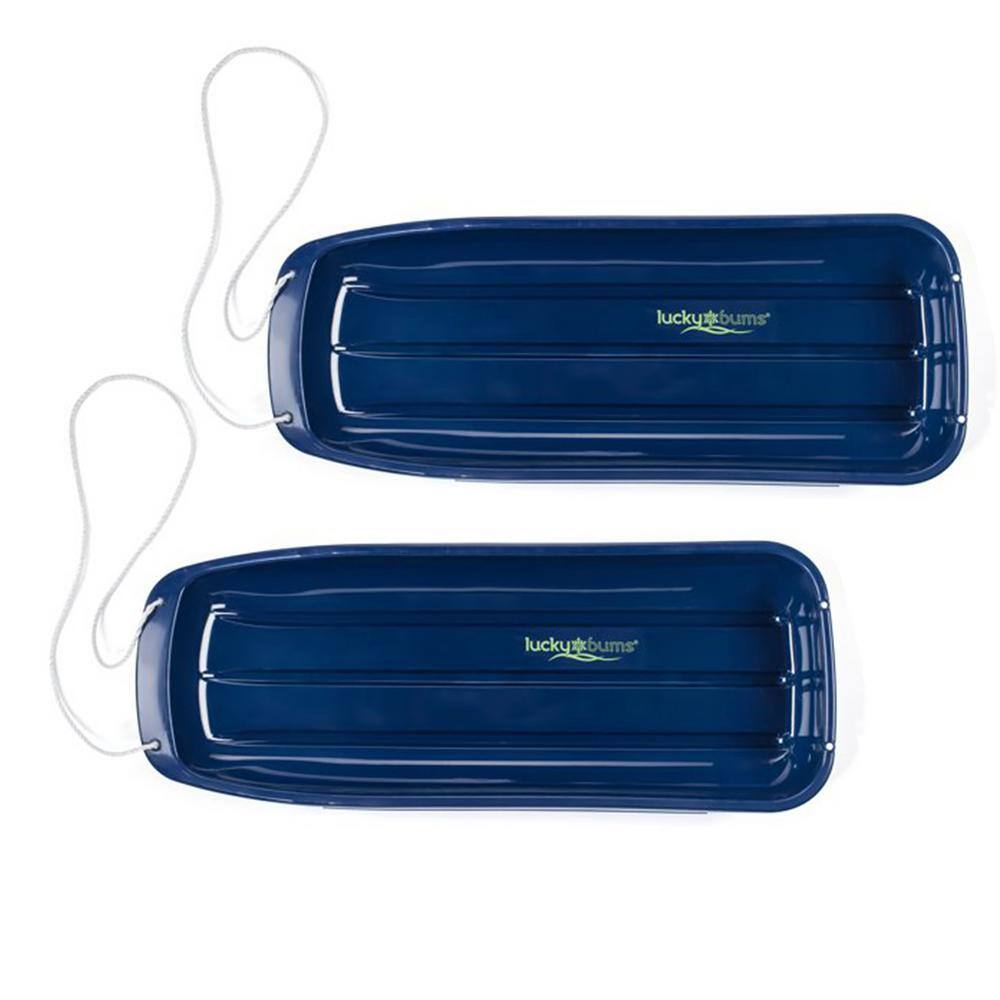 Lucky Bums Kids 48 in. Plastic Snow Toboggan Sled with Pull Rope Blue (2-Pack) 2 x 109.48BL