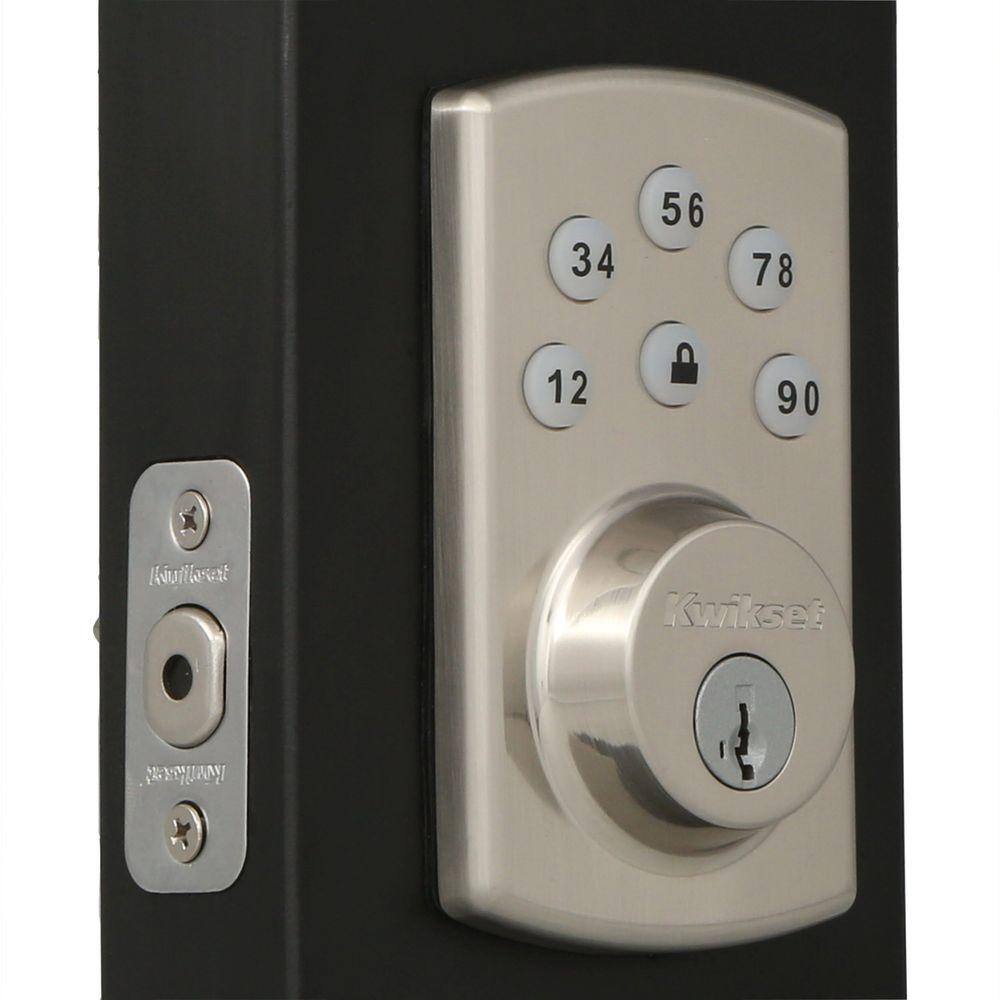 Kwikset Powerbolt2 Satin Nickel Single Cylinder Keypad Electronic Deadbolt Featuring SmartKey Security and Balboa Passage Lever 907PWB200BL15