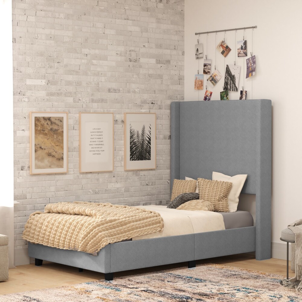 Upholstered Platform Bed with Channel Stitched Headboard